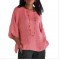 Women's Round Neck Cotton Linen Shirt Top